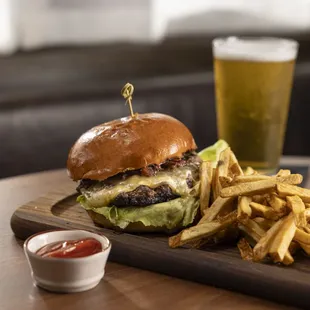 Charles Burger | smoked bacon jam, gruyere, pickles, potato roll