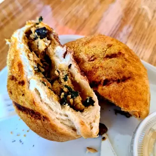 Mushroom Spinach Kolache with mustard sauce