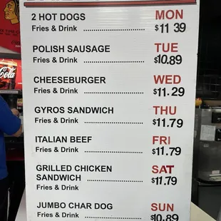 Daily Special board.