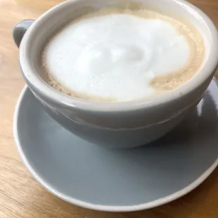  cup of cappuccino on a saucer