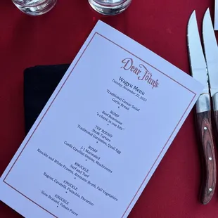 Wagyu menu