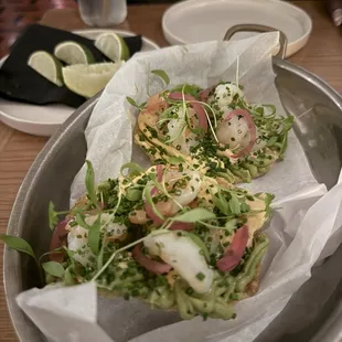 Spicy shrimp tostada
