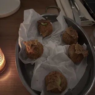 Smoked chicken croquettes.