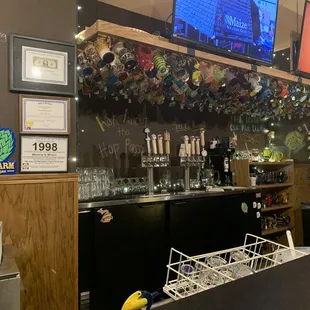 Bar area with awesome glass mugs!!