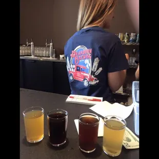 Bartender Samantha models the shirt and that's the test flight I took!