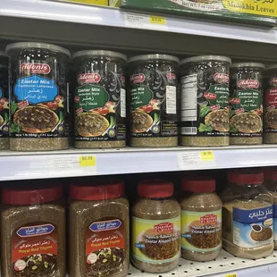 a variety of spices on shelves