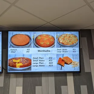 a menu on the wall