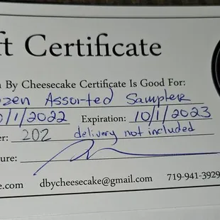 a gift certificate