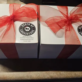 two boxes of cheesecake