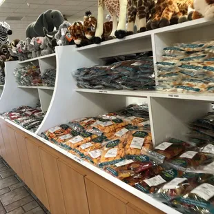 shelves of stuffed animals