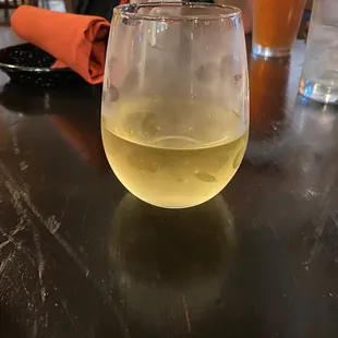 Wine served in chilled glass