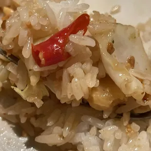 My white rice with a little fresh thai chili  pepper