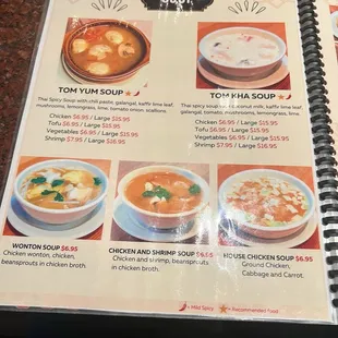 menu, soups and chowder