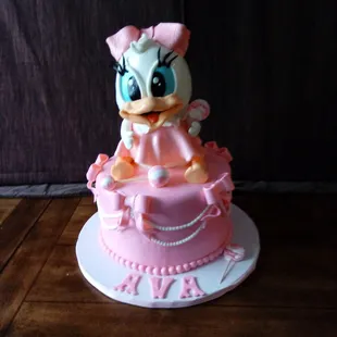 Disney Baby Daisy Duck inspired baby shower cake.