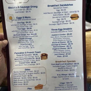 Breakfast menu