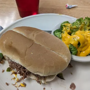 Beef Hoagie with Broccoli with cheese sauce