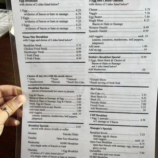 Front of menu