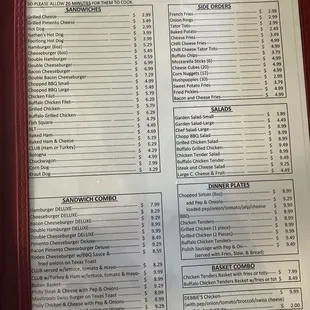 Menu--lunch and dinner