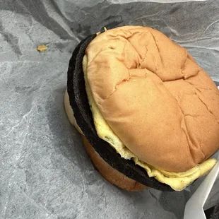 Bologna egg and cheese on a bun