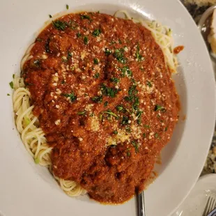 Capellini with Meat Sauce