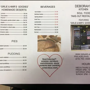 Deborah&apos;s Kitchen updated menu