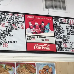 a menu for a sandwich and drink