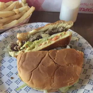 Hamburger grilled minus the ketchup