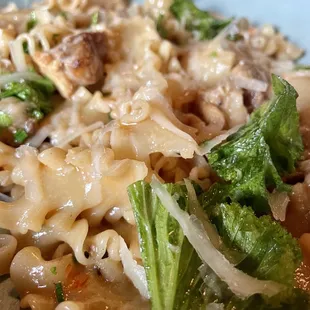 a plate of pasta and vegetables