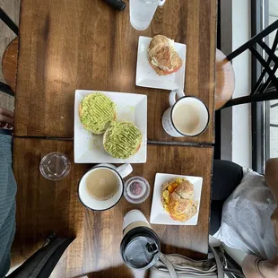 Everything bagel with avocado, oat milk lattes, croissant sandwiches, dark chocolate black forest truffle
