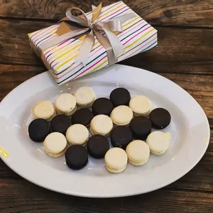 Salted caramel and vanilla macarons