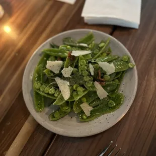 Sugar Snap Peas, guanciale, fiore sardo, mint