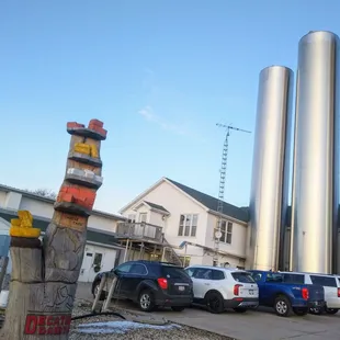 a parking lot with a fire hydrant in the foreground