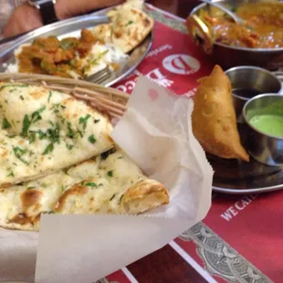 Naan and samosa