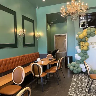 tables and chairs in a restaurant