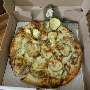 Small dill pickle pizza