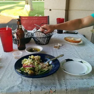 a man eating a salad