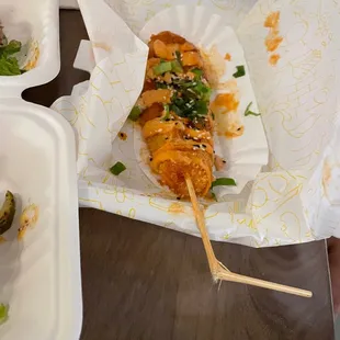chicken skewers on a stick