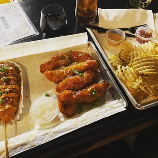 chicken wings and fried chicken, food