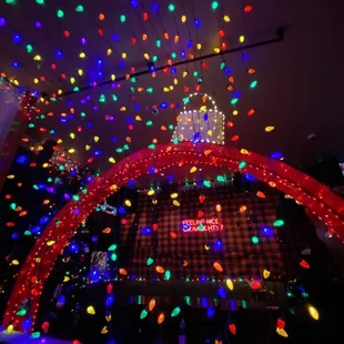 christmas lights on the ceiling