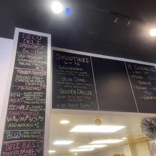 Smoothie menu