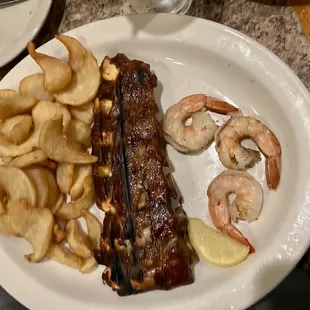 Ribs and shrimp combo with fries
