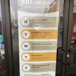 Lunch specials posted on the door as you walk in . . .