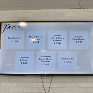 Special Pastries Menu