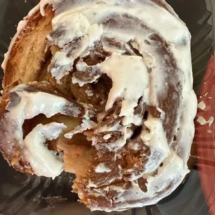Cinnamon roll that is dry and I won't be enjoying.