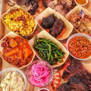 All the sides and meats