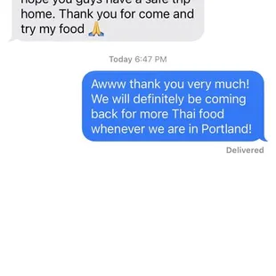 Sweet text message from owner