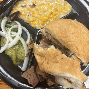 My phone did not eat first lol. It was so good I could not wait. The 1/2 1/2 lb. Brisket Sandwich