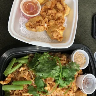 Crab Rangoon and pad Thai