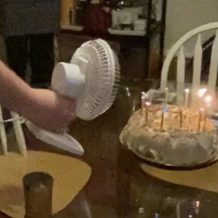 Sweet Potato Cake and candles being blown out during a pandemic