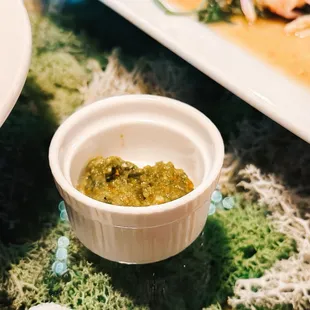 Side of chopped chilies